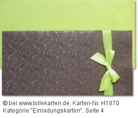 Hochzeitseinladungskarte mit grüner Schleife Einladungskarten
