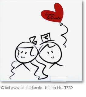 lustige Einladung mit Comic Brautpaar