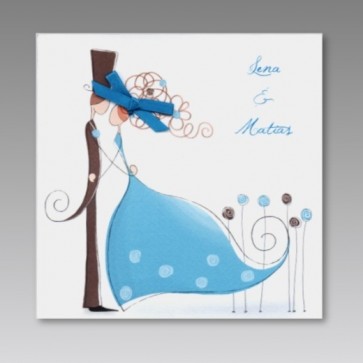 Lustige Hochzeitseinladungskarte mit Comic-Paar