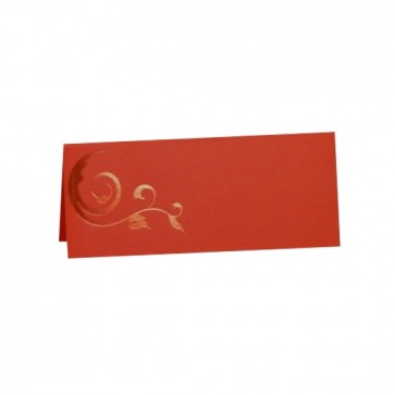 Tischkarte rot mit Glanzornament