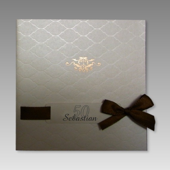 Exklusive Einladungskarte zum 50. Geburtstag mit Schleife