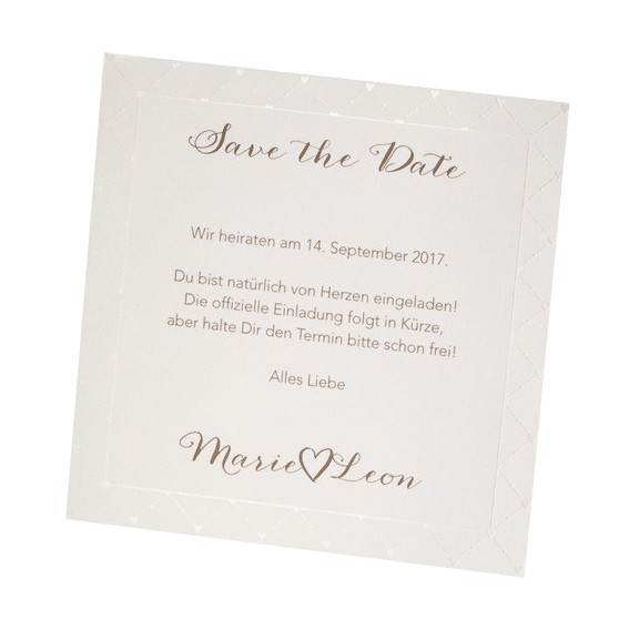 Hochzeit Save The Date Karte Im 4er Bogen Diagonales Herzmuster