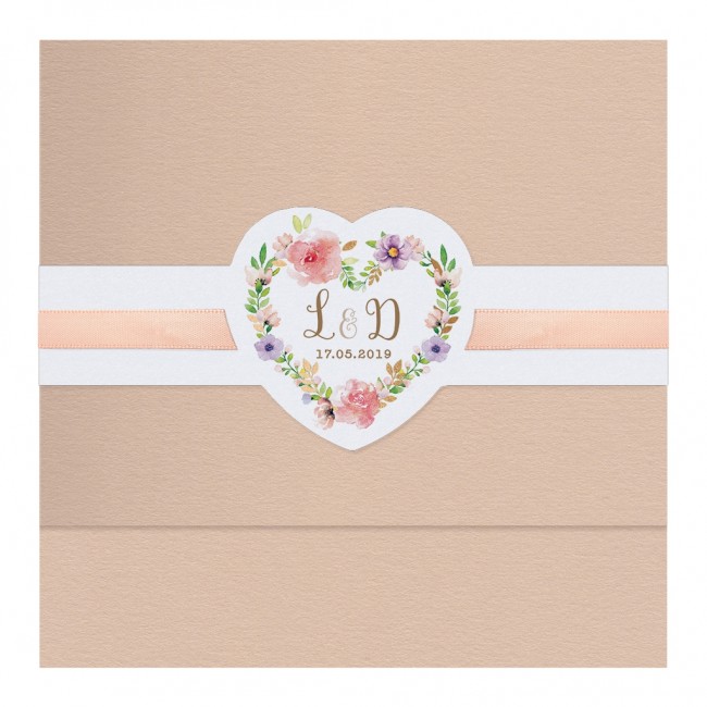 Kreative Einladungskarte Zur Hochzeit Verziert Mit Blumen